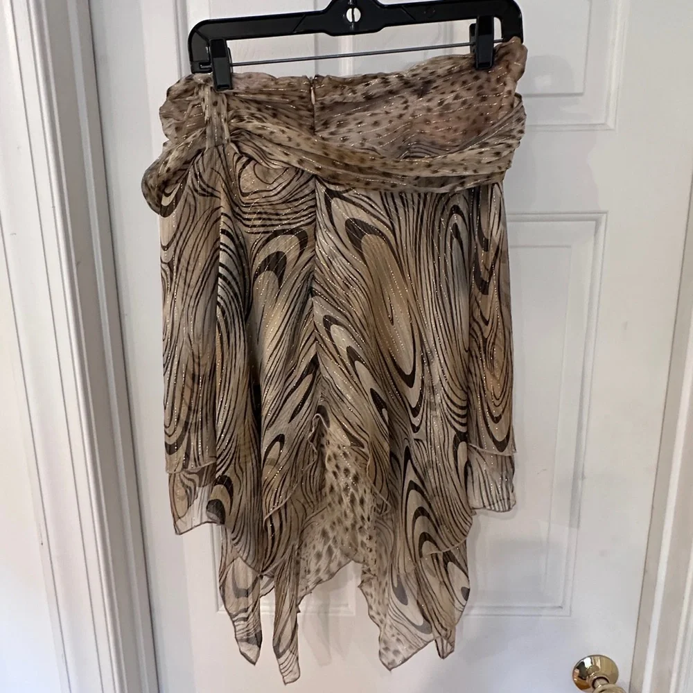 Elegant Brown and gold glittery Patterned Women's Skirt - Picture 2 of 5